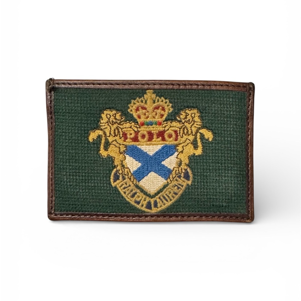 Polo By Ralph Lauren Men's Leather Slim Card Case Wallet - Green and Brown